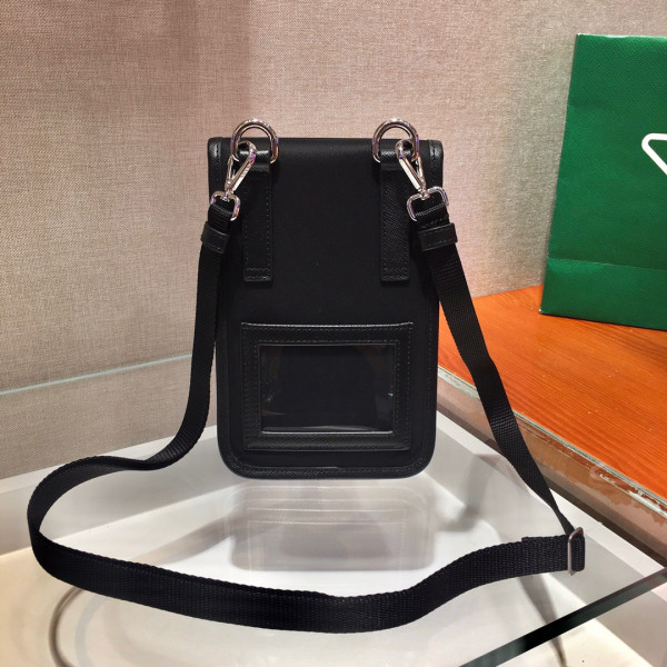 Pra*a nylon and saffiano leather smartphone case