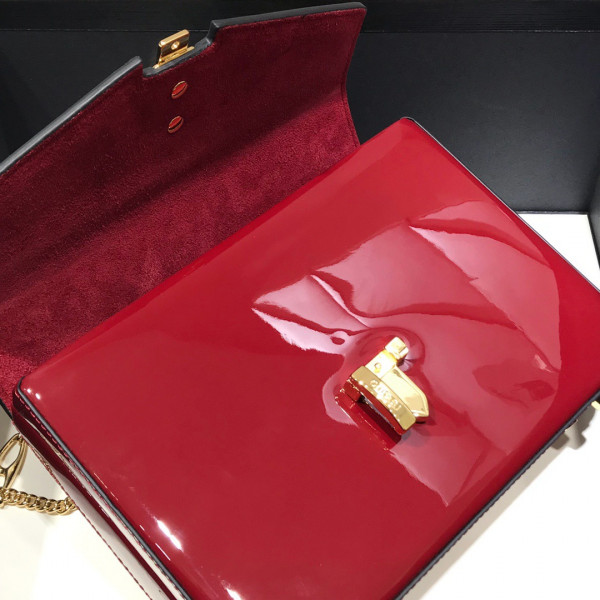 G*u*i sylvie 1969 patent leather mini top handle bag