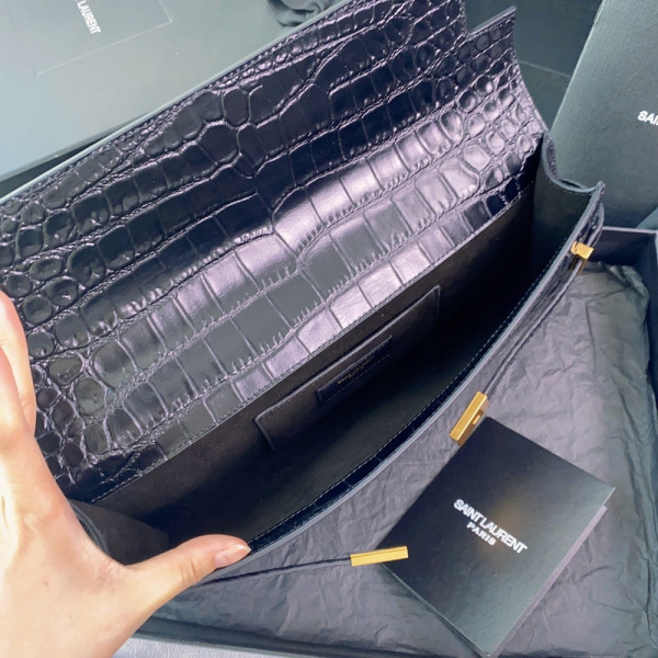 Y*L manhattan clutch in crocodile-embossed leather