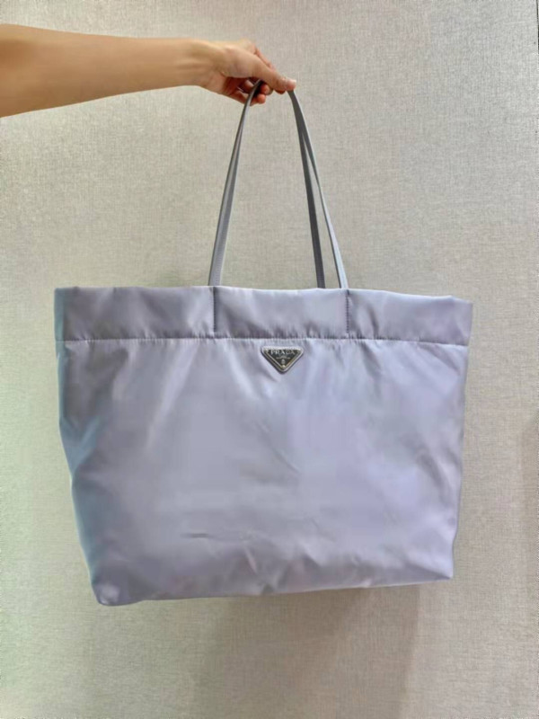 Pra*a re-nylon and saffiano leather tote bag