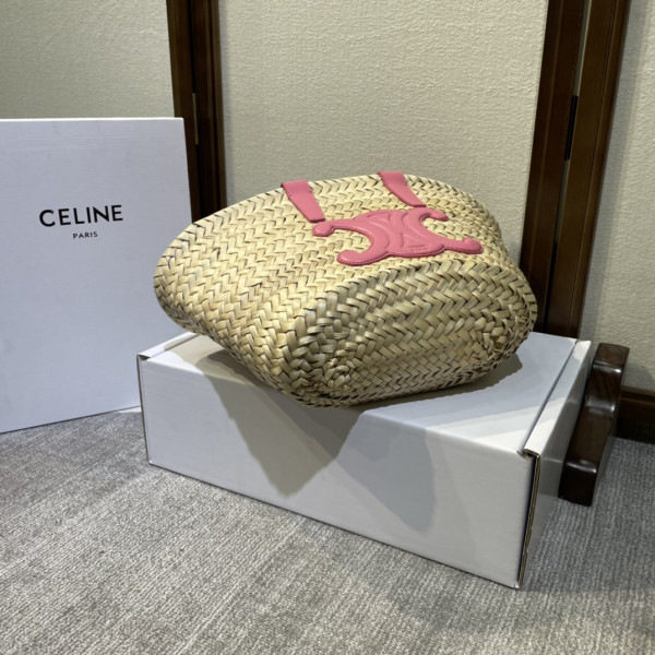CELIN* TRIOMPHE CELIN* CLASSIC PANIER IN PALM LEAVES AND CALFSKIN