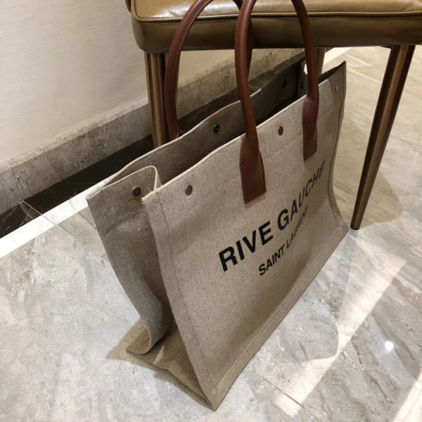 Y*L rive gauche tote bag in printed linen and leather
