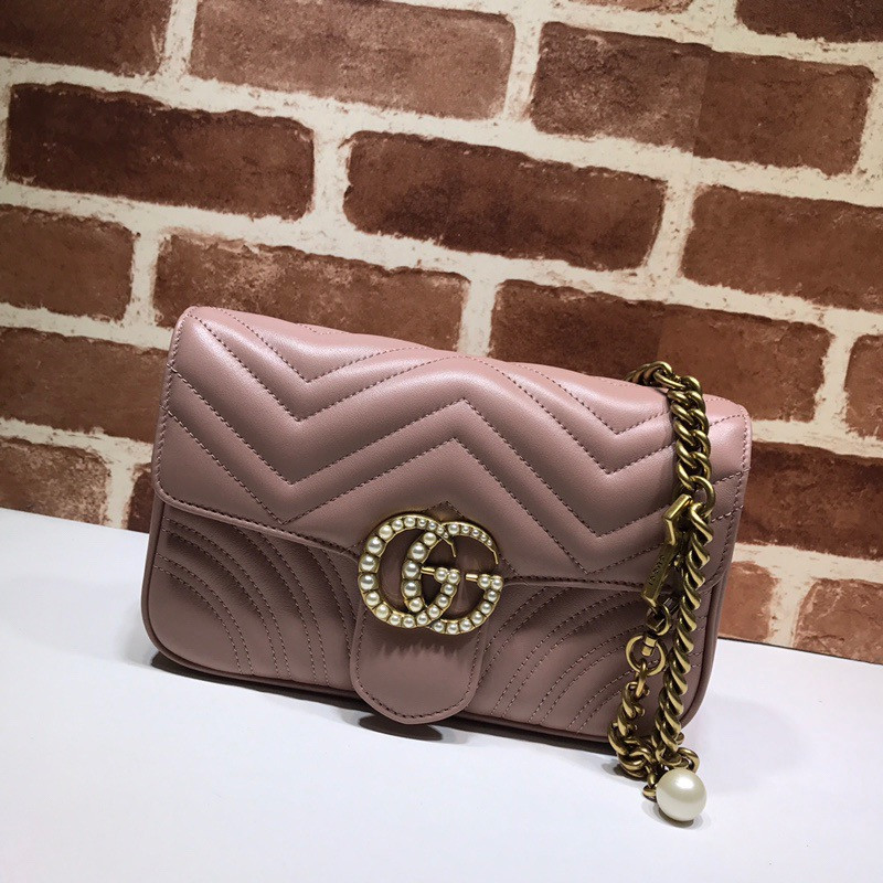 G*u*i gg marmont pearl chain belt bag