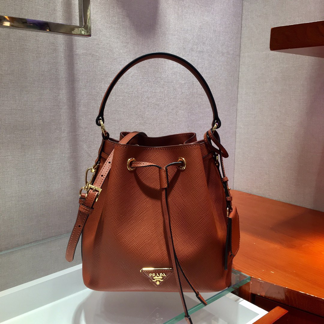 Pra*a saffiano leather bucket bag