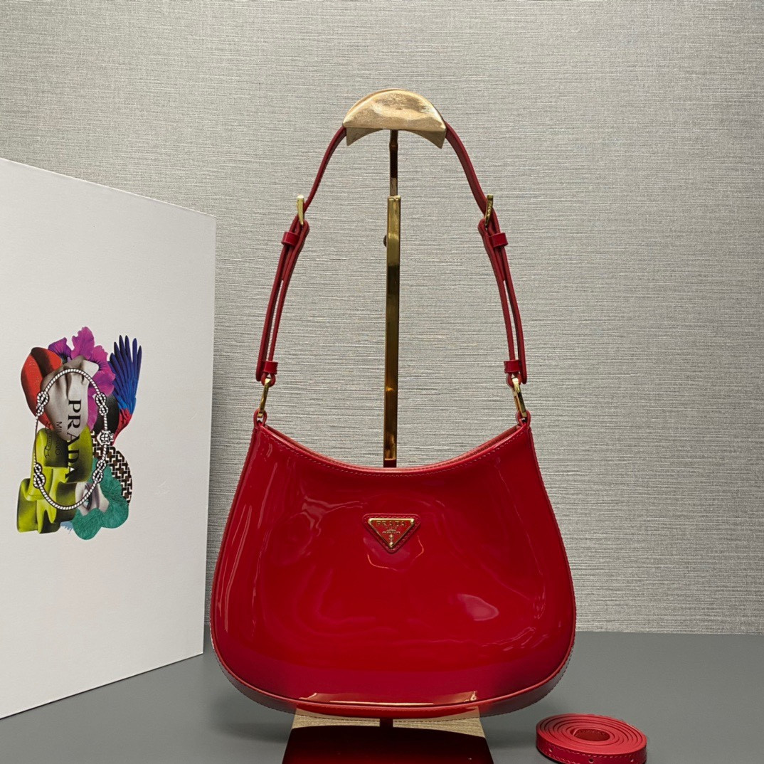 Pra*a cleo satin bag with appliqués-22x18.5x4.5cm